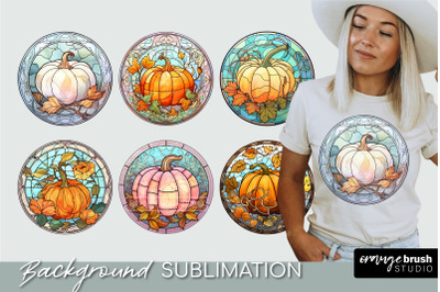 Stained Glass Pumpkin | Round PNG | Fall Background Bundle