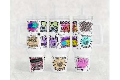 Book Lover 40oz Tumbler Wrap, Reading Lover 40oz Quencher Tumbler PNG