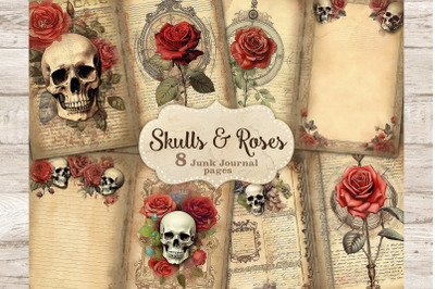 Skulls And Roses | Junk Journal Pages