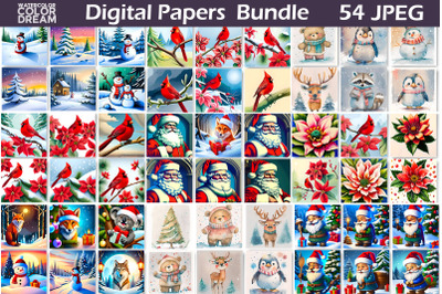 Christmas Digital Paper Bundle | Christmas Graphics Bundle