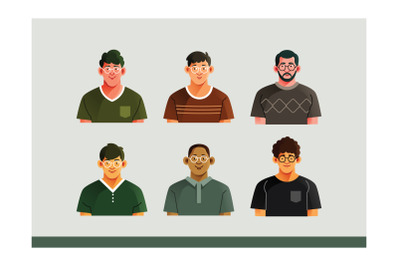 Man Character Avatar Set Illustration