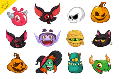 Cartoon Halloween characters set. Vector