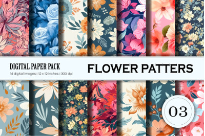 Floral Patterns 03. Digital Paper Set.