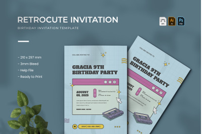 Retrocute - Birthday Invitation