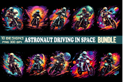 Astronaut Driving In Space Cliparts Bundle