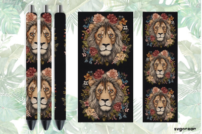 Embroidery Lion Pen Wraps | Sublimation