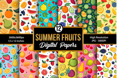 Summer Fruits Seamless Pattern Digital Papers