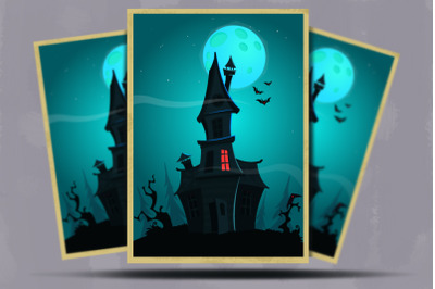 Cartoon haunted scary old house. Vector Halloween illustration isolate