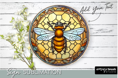 Bee Sublimation Background, Stained Glass  Round PNG File