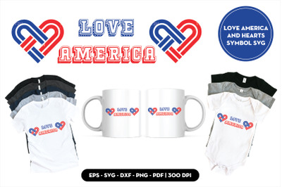 Love America and hearts symbol SVG