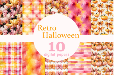 Retro Halloween Digital Papers | Vintage Autumn Pattern