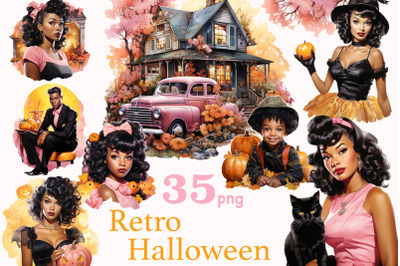 Halloween Clipart PNG Set | Pin Up Illustration