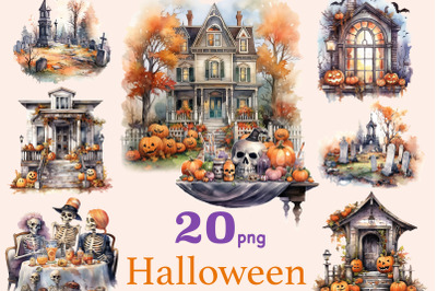 Haunted House Scene | Trick Or Treat Clipart