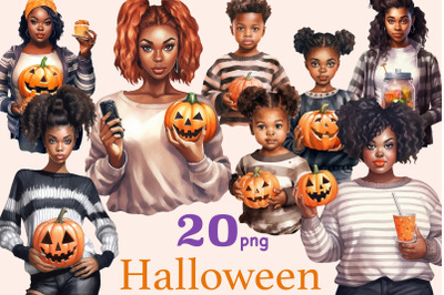 Halloween Illustrations Bundle | Autumn Black Girl Clipart