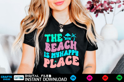 The beach is my happy place svg retro design