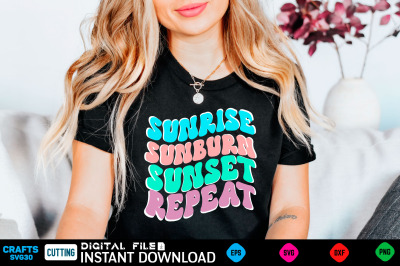 sunrise sunburn sunset repeat svg retro design