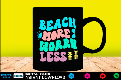 Beach more worry less svg retro design