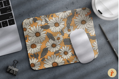 Hand-drawn Daisy Flower Mouse Pad Design