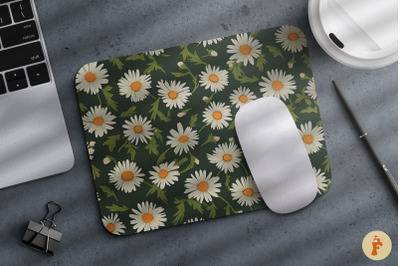 White Daisy Flowers Mouse Pad