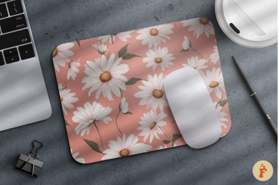 Daisy on pink background Mouse Pad