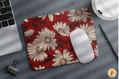 Daisy on red background Mouse Pad