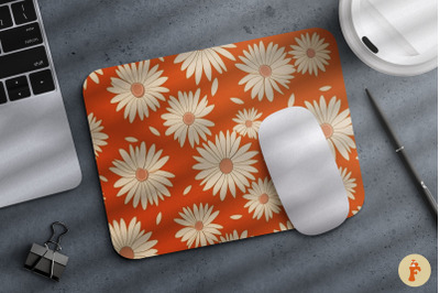 Daisy on orange background Mouse Pad