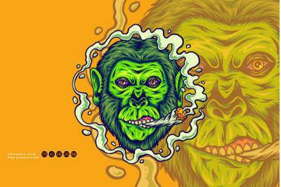 Gorilla king puffs weed joint cannabis strains illustrations