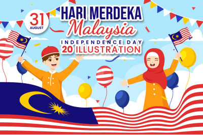 20 Malaysia Independence Day Vector Illustration