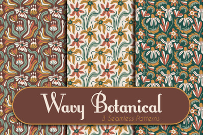 Wavy Botanical Seamless Patterns