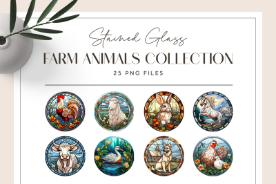 Stained Glass Farm Animals Collection