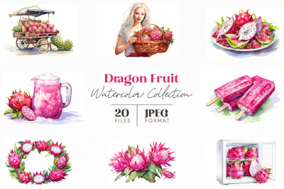 Dragon Fruit Watercolor Collection