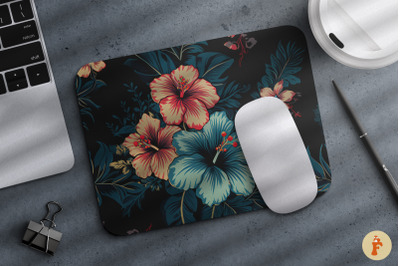 Hawaiian Blue Floral Mouse Pad