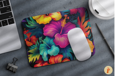 Vibrant Hibiscus Flower Mouse Pad