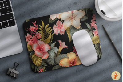 Vintage Hibiscus Flower Mouse Pad