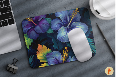 Hibiscus Flower Blue Purple Mouse Pad