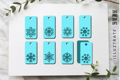 Snowflake Gift Tags SVG Cut Files | Christmas Gift Tags SVG