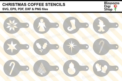 Christmas Coffee Duster Stencils SVG, EPS, PDF, DXF &amp; PNG files