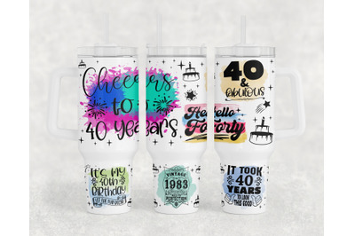 40th Birthday 40oz Tumbler Wrap, 40th Anniversary 40oz Quencher Tumble