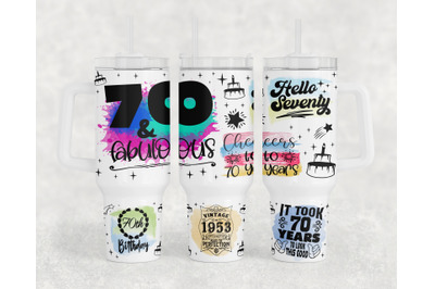 70th Birthday 40oz Tumbler Wrap, 70th Anniversary 40oz Quencher Tumble