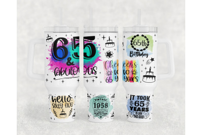 65th Birthday 40oz Tumbler Wrap, 65th Anniversary 40oz Quencher Tumble