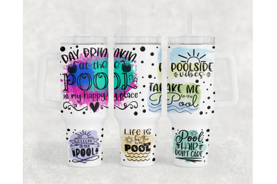 Pool Quotes 40oz Tumbler Wrap, Swimming Pool 40oz Quencher Tumbler PNG