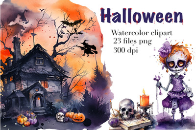 Halloween, watercolor clipart