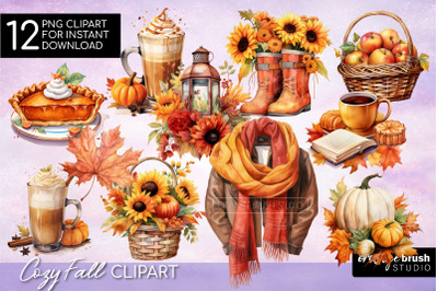 Cozy Fall Clipart Bundle, Autumn Sublimation Bundle