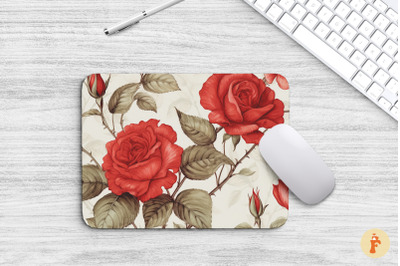 Botanical Sketch Red Rose Mouse Pad