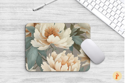 Vintage White Peonies Flowers Mouse Pad