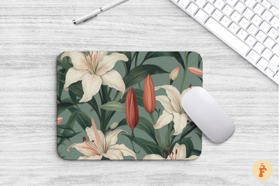 Vintage Lily Flowers Mouse Pad