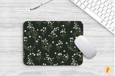 Babys Breath Dark Background Mouse Pad