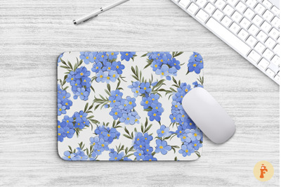 Vintage Forget Me Not Flowers Mouse Pad