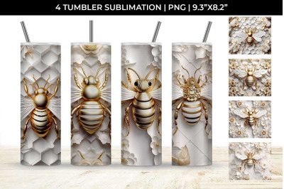 20 oz Skinny Tumbler Wrap with 3D Bee Sublimation Bundle