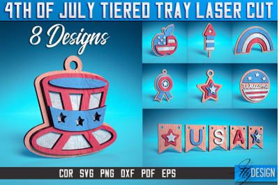 4th of July Tiered Tray Laser Cut SVG | Tiered Tray Laser Cut SVG